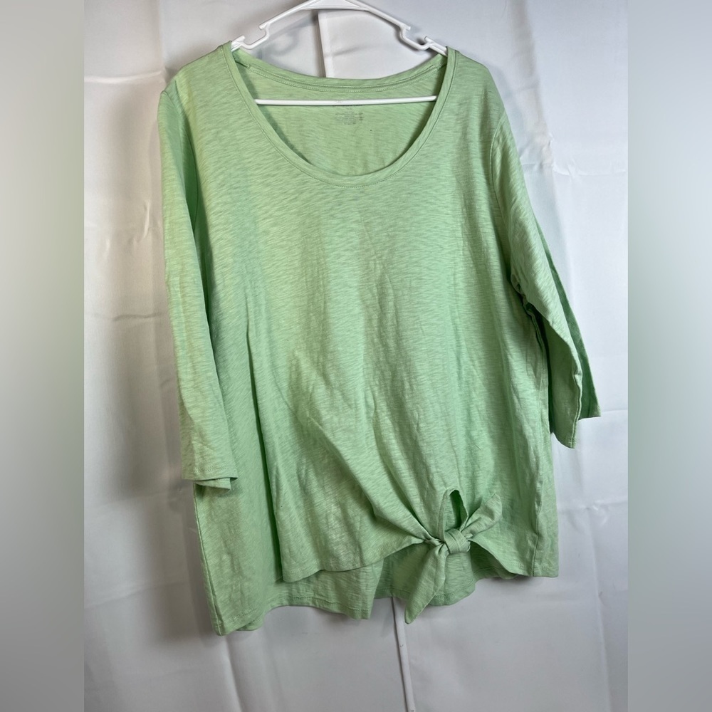 Lane Bryant Womens Cotton 3/4 Sleeve Lime Green Top Shirt Size 16-20 New